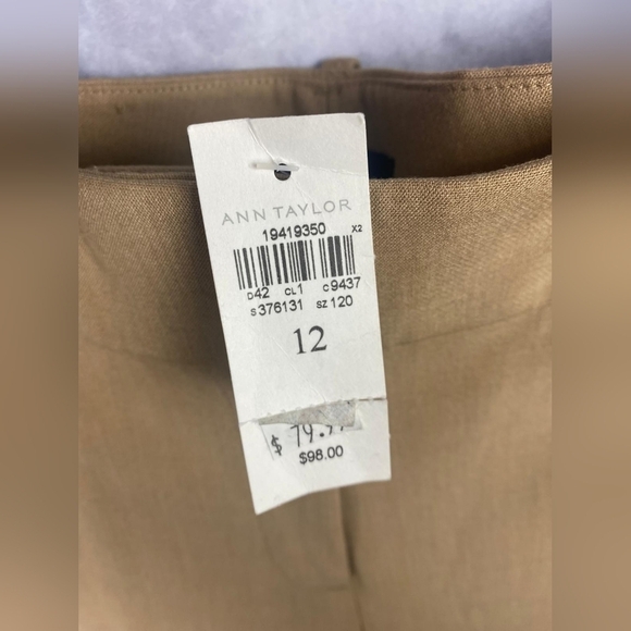 Ann Taylor Devin  camel trousers Slim Flare Women's office pants Size 12 - Picture 6 of 10